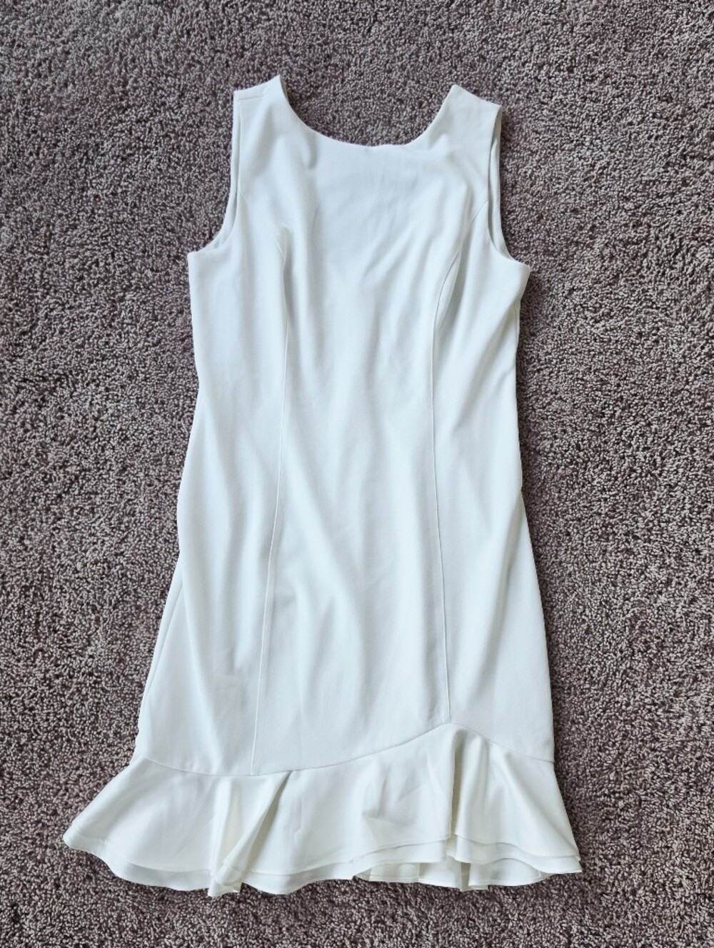 White House Black Market Classic White Sleeveless Ruffle-Hem Dress 8